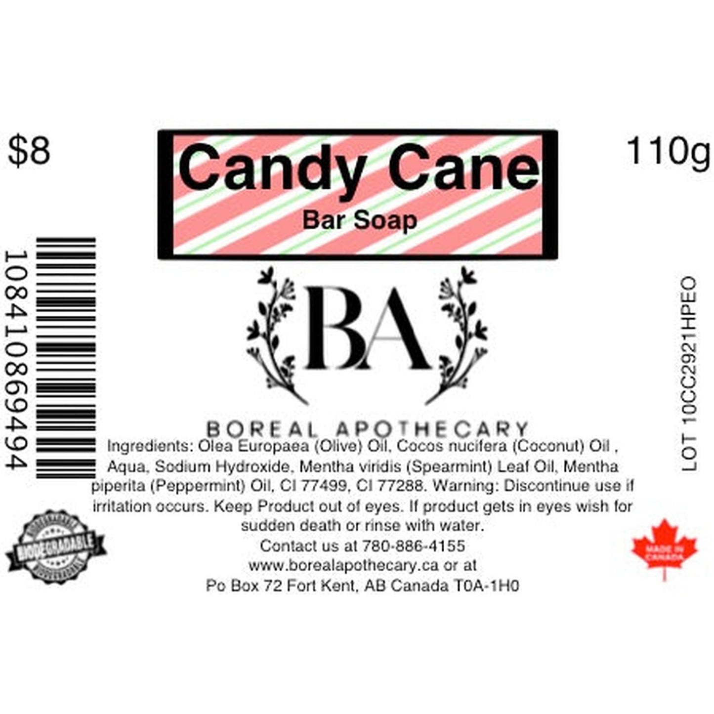 Candy Cane Bar Soap